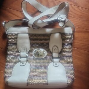 Harve Benard Cream and White Crossbody Bag with Adjustable Strap